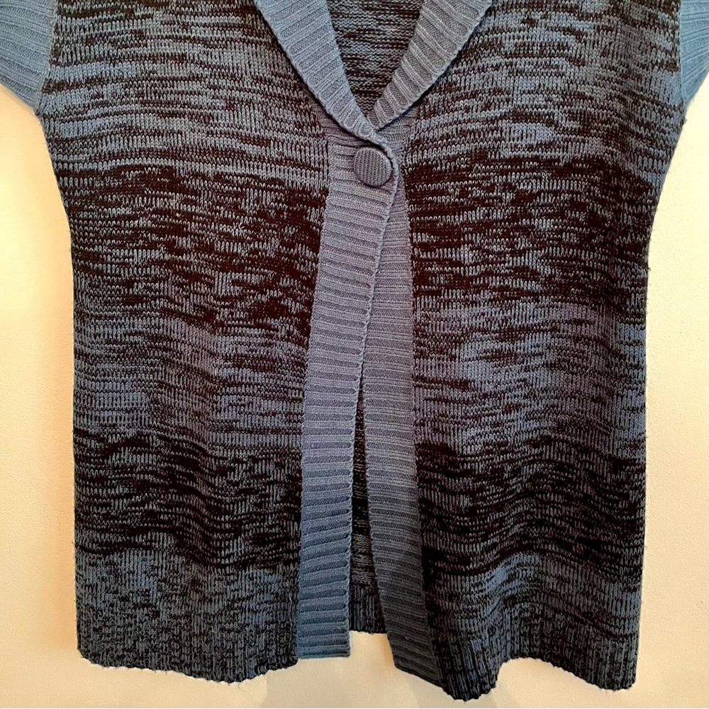 Women’s Blue & Black Long Knit Sweater Vest~Size L~Soft Acrylic - Picture 4 of 7